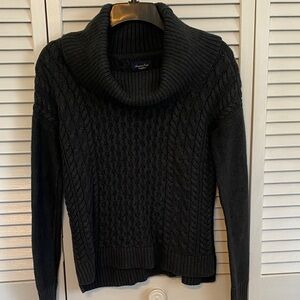 American Eagle XS Cable Knit Cowl Neck Sweater Dark Grey Long Sleeve
